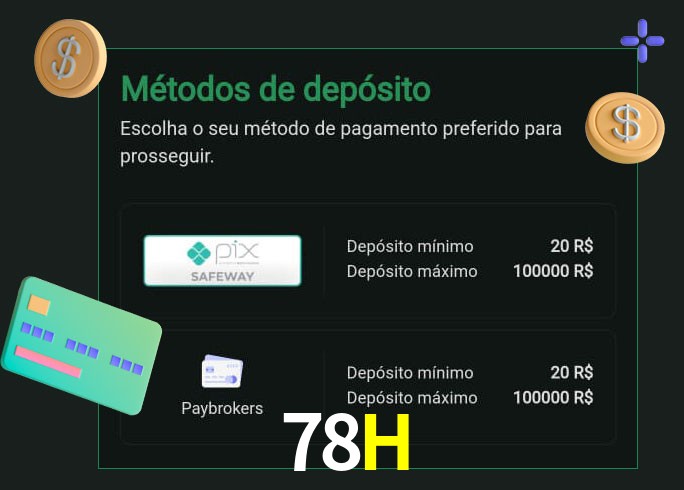 O cassino 78H oferece uma grande variedade de métodos de pagamento